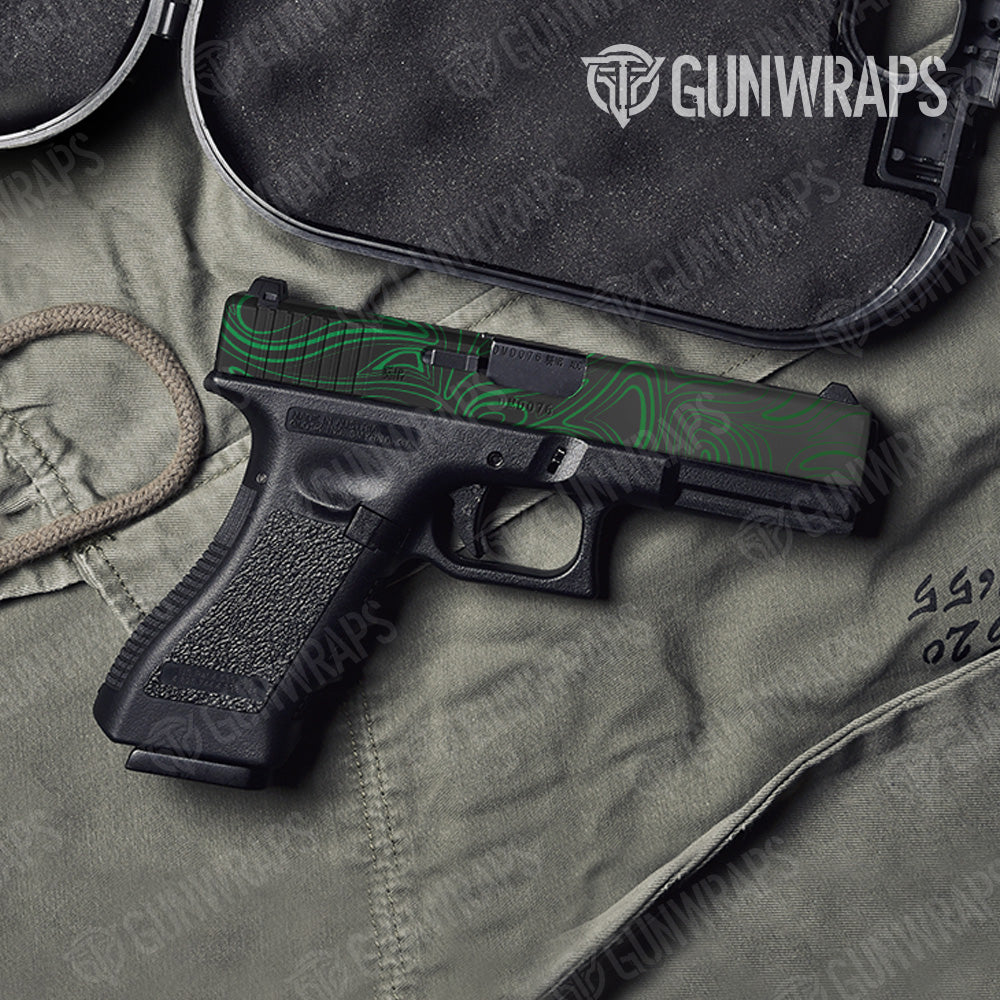 Pistol Slide Damascus Green Gun Skin Vinyl Wrap