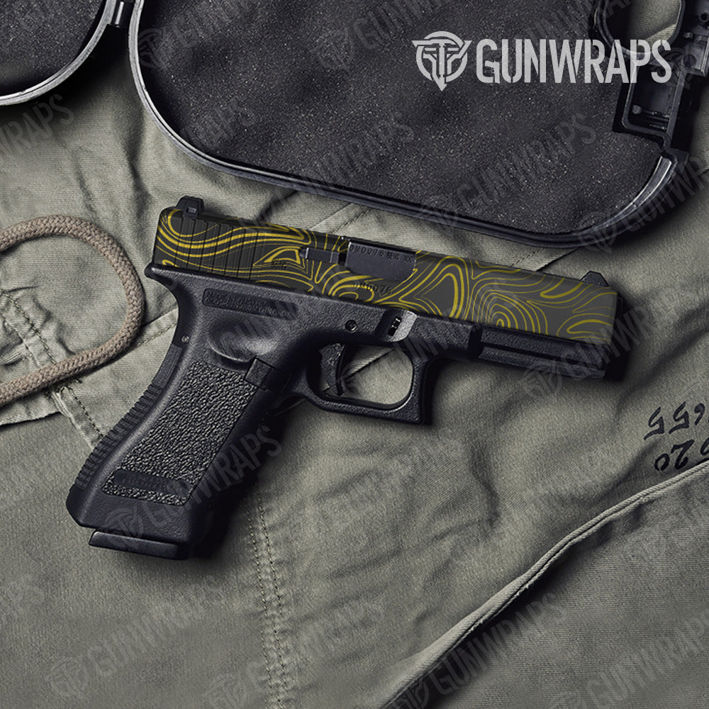 Pistol Slide Damascus Yellow Gun Skin Vinyl Wrap