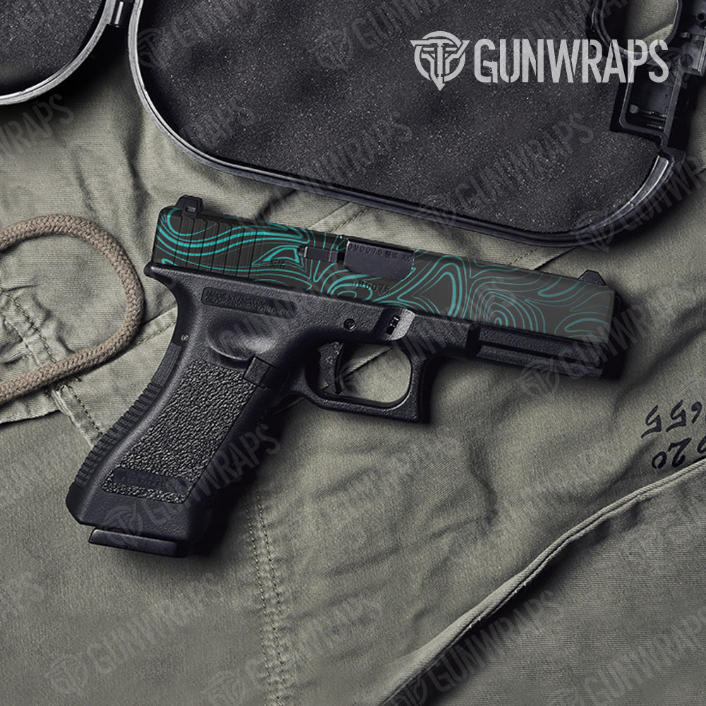 Pistol Slide Damascus Tiffany Blue Gun Skin Vinyl Wrap