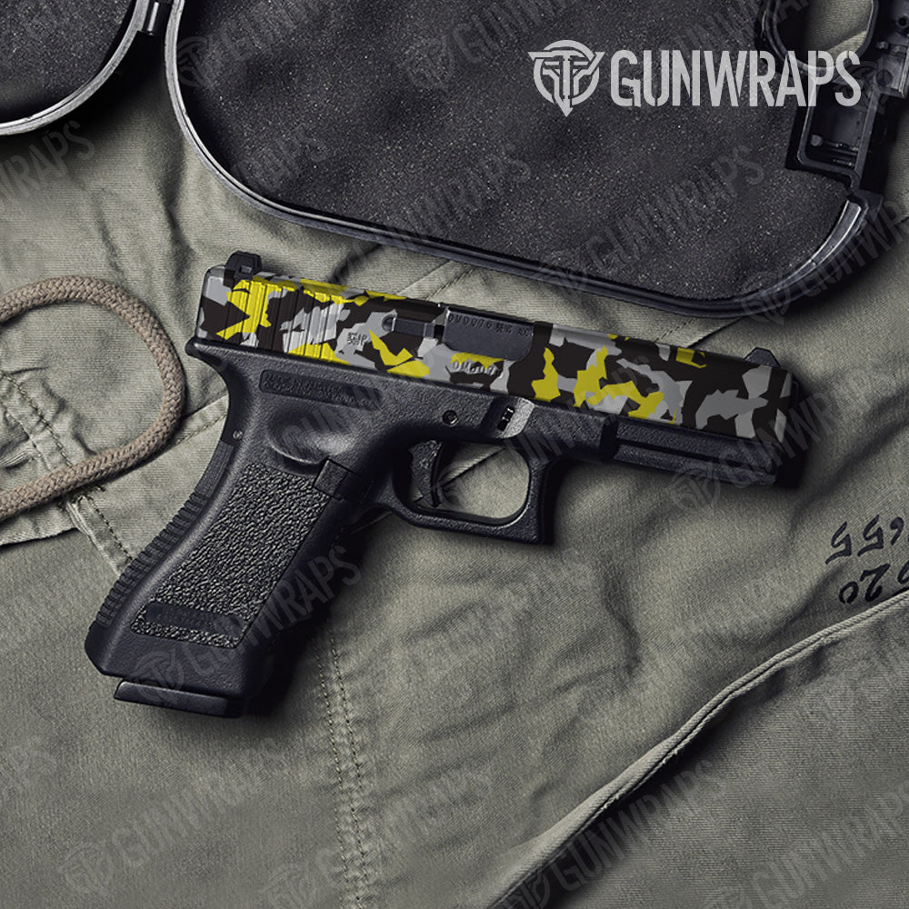 Pistol Slide Erratic Yellow Tiger Camo Gun Skin Vinyl Wrap
