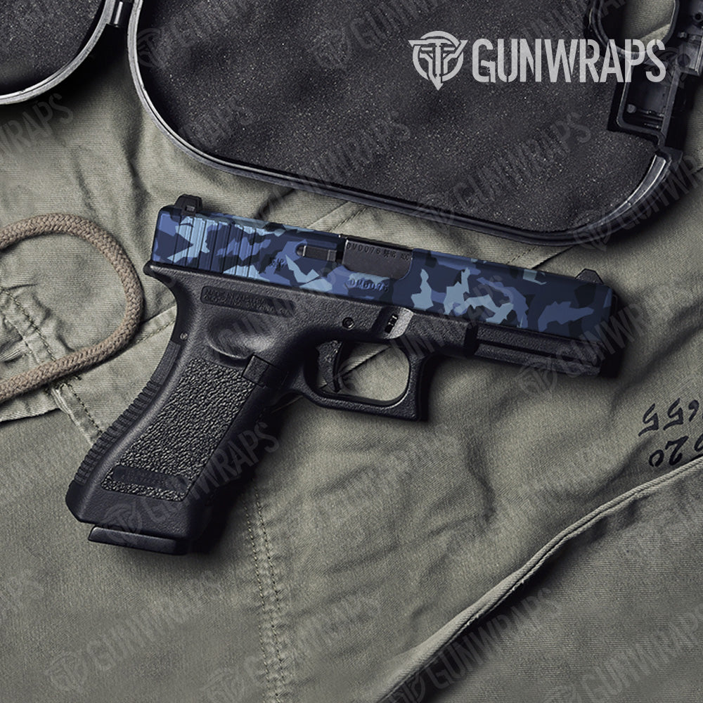 Pistol Slide Erratic Blue Urban Night Camo Gun Skin Vinyl Wrap