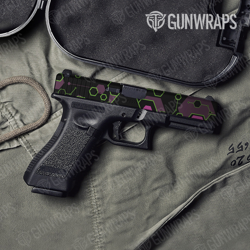 Pistol Slide Hex DNA Neon Night Gun Skin Vinyl Wrap