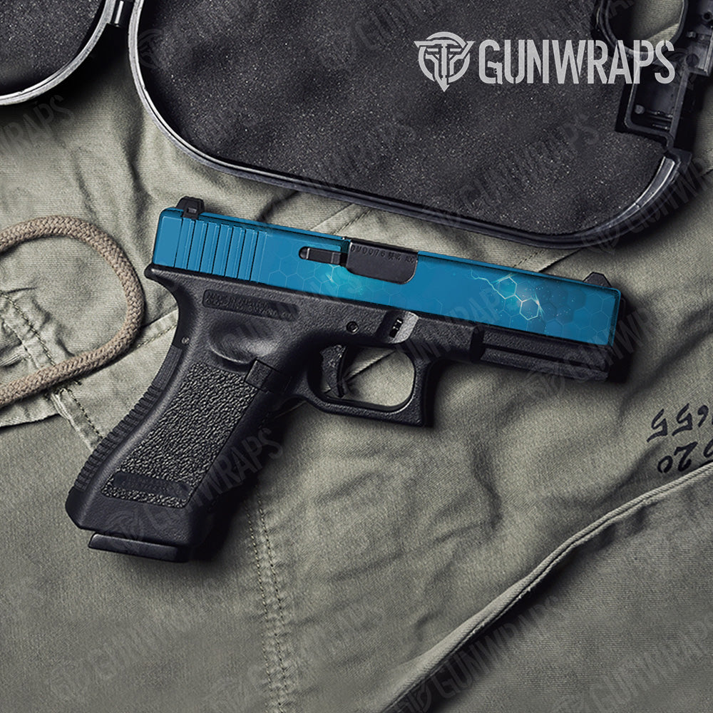 Pistol Slide Hex Electric Blue Gun Skin Vinyl Wrap