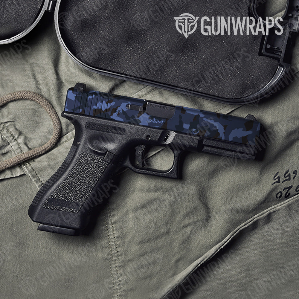 Pistol Slide Erratic Blue Midnight Camo Gun Skin Vinyl Wrap