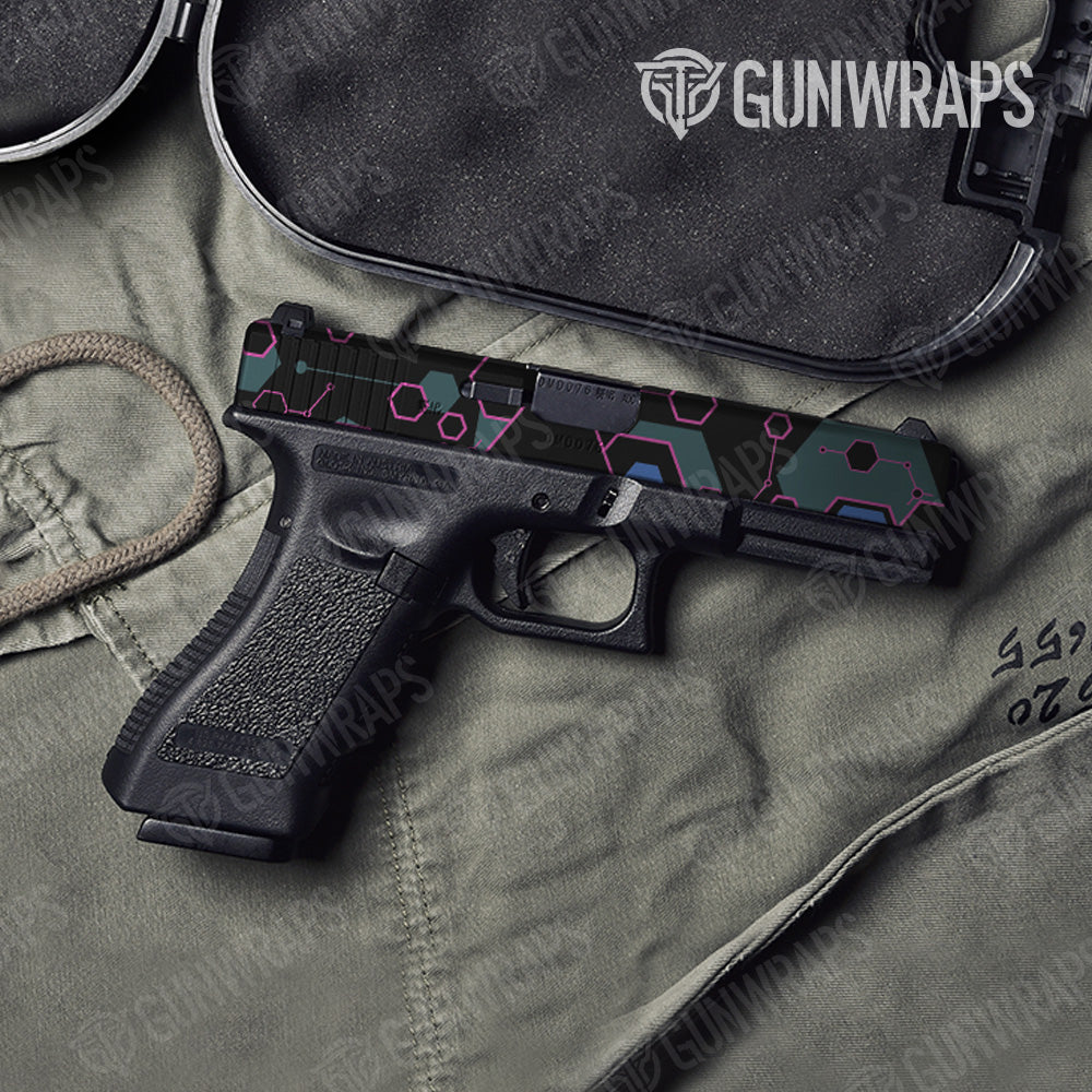 Pistol Slide Hex DNA Magenta Frost Gun Skin Vinyl Wrap