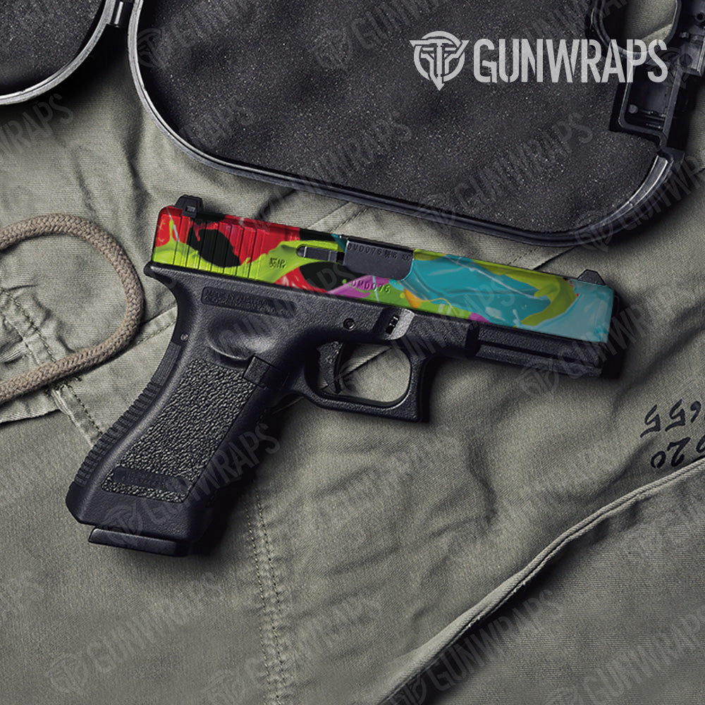 Pistol Slide Paint Splatter Black Gun Skin Vinyl Wrap Online Sale