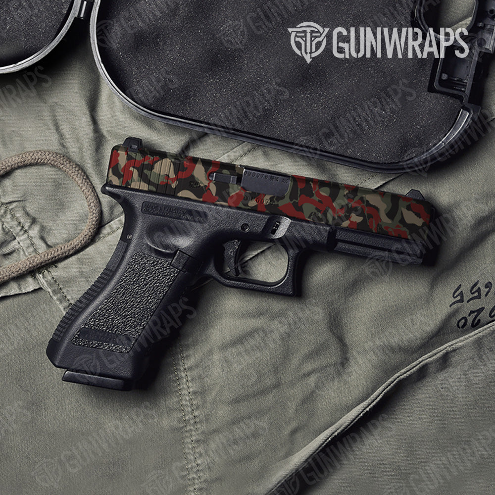 Pistol Slide Ragged Militant Red Camo Gun Skin Vinyl Wrap