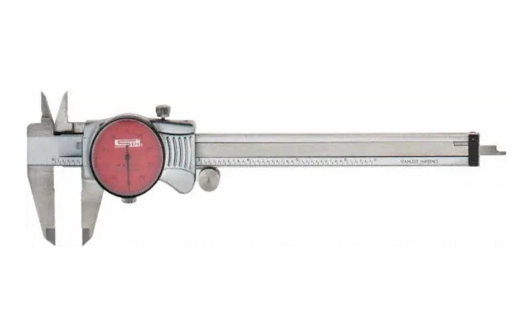 17-987-9 SPI Extra Smooth Movement Dial Caliper 6″ Red Face w/cert