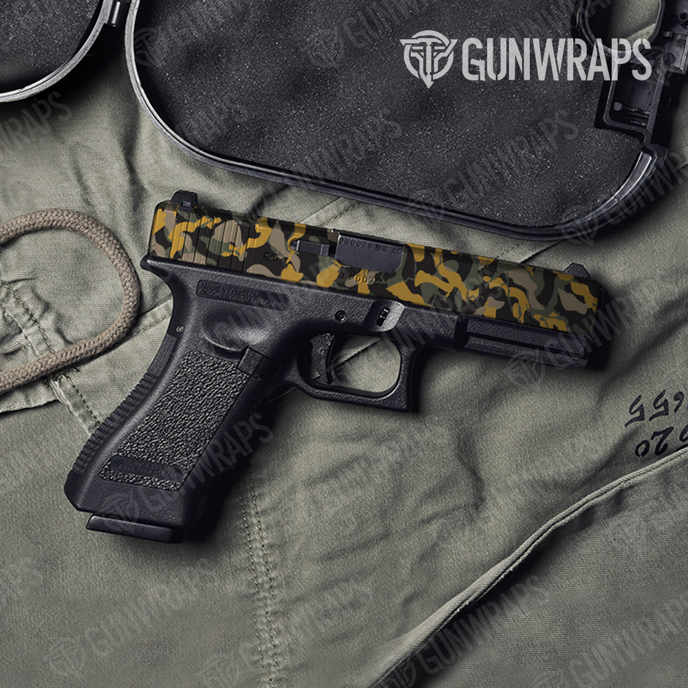 Pistol Slide Ragged Militant Yellow Camo Gun Skin Vinyl Wrap