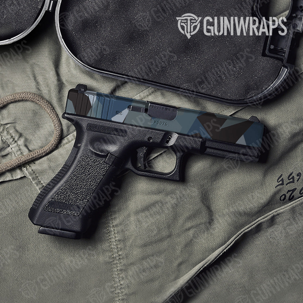 Pistol Slide Shattered Navy Camo Gun Skin Vinyl Wrap