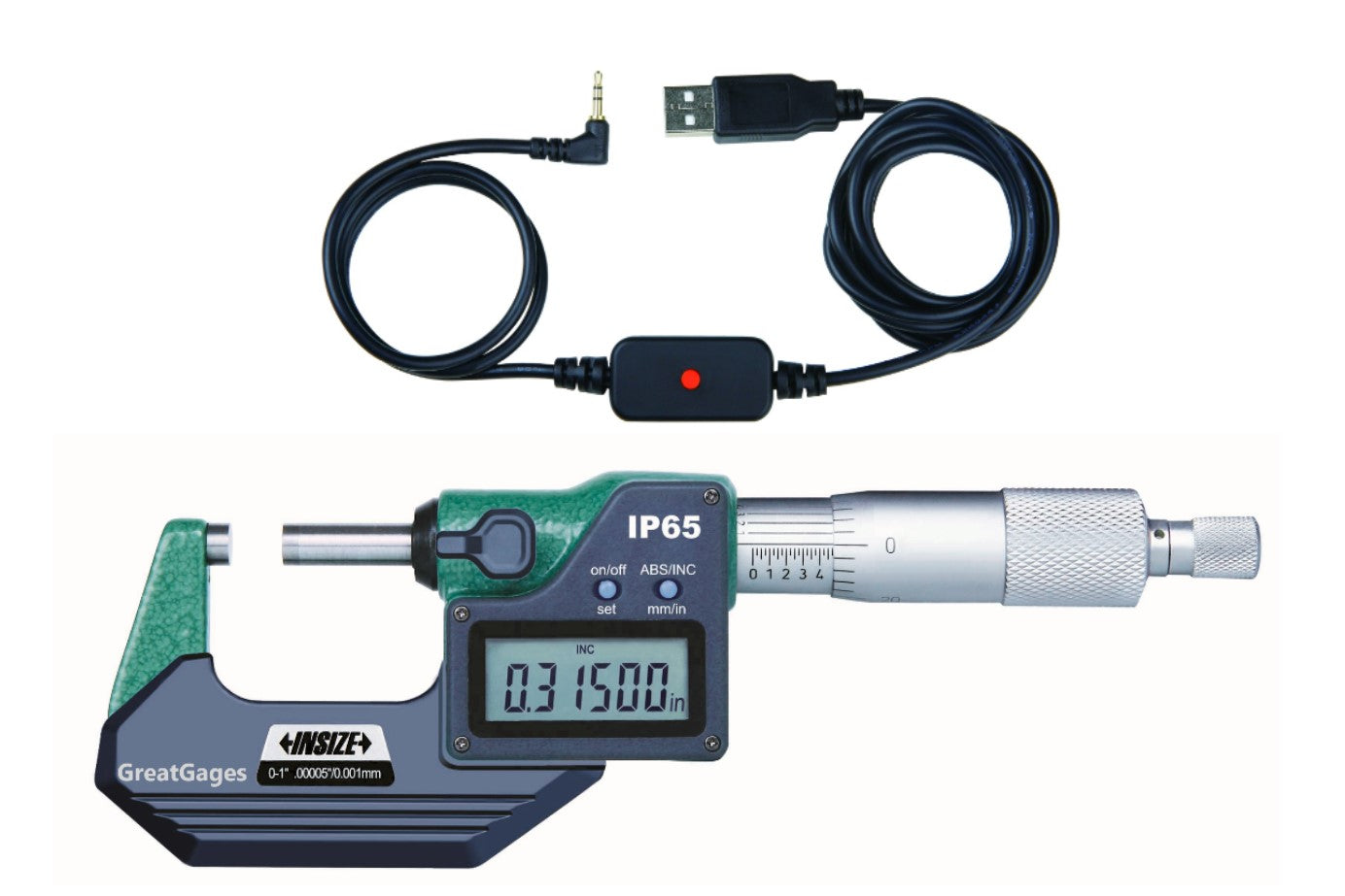 3101-125E-USB INSIZE Micrometer 5″ to USB Interface Package