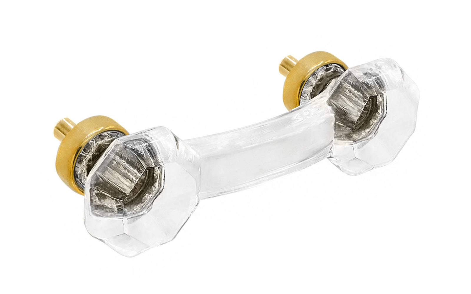 Octagonal Clear Glass Pull with Unlacquered Brass – 3″ On Centers