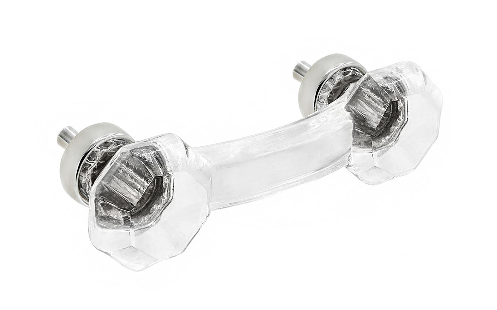 Octagonal Clear Glass Pull with Polished Nickel Finish – 3″ On Centers