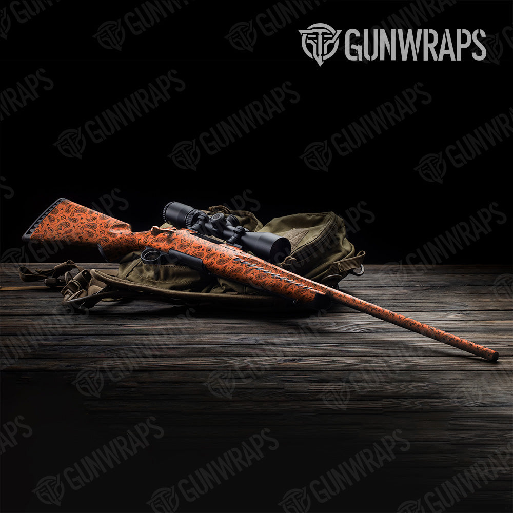 Rifle Bandana Orange & Black Gun Skin Vinyl Wrap