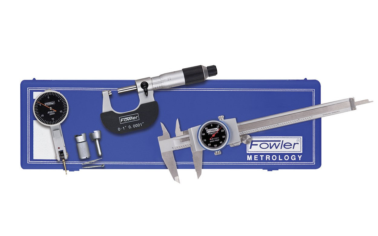 52-229-770-0 Fowler Dial Caliper, Mic & Test Indicator Tool Set
