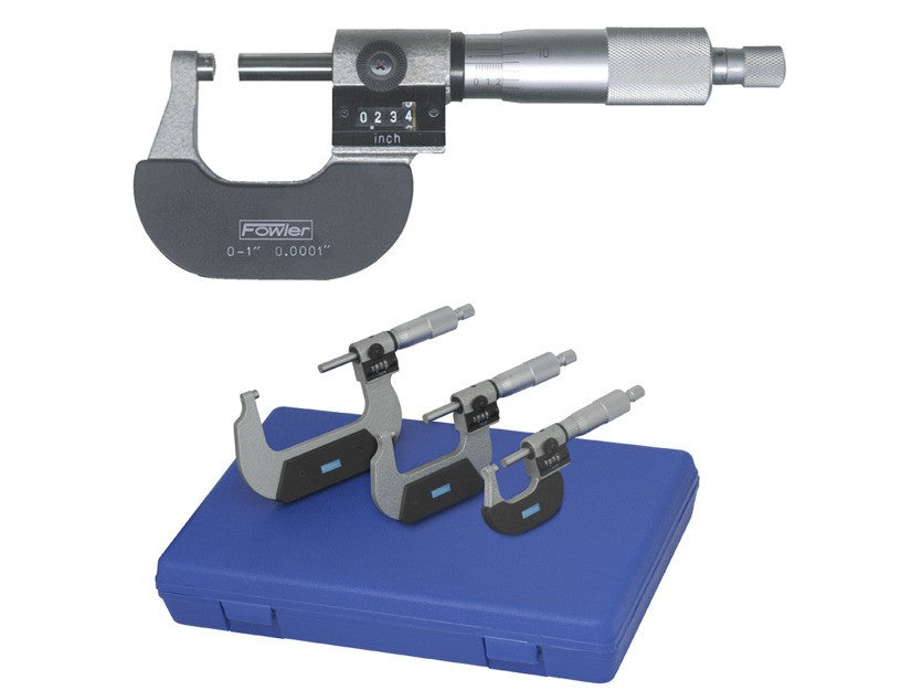 52-224-104-0 Fowler Digit Counter Micrometer Set 0-4″ – .0001″ Grad