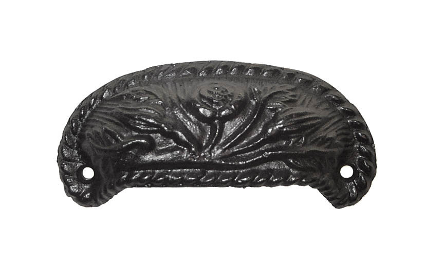 Ornate Cast Iron Bin Pull ~ 3-1/4″ On Centers