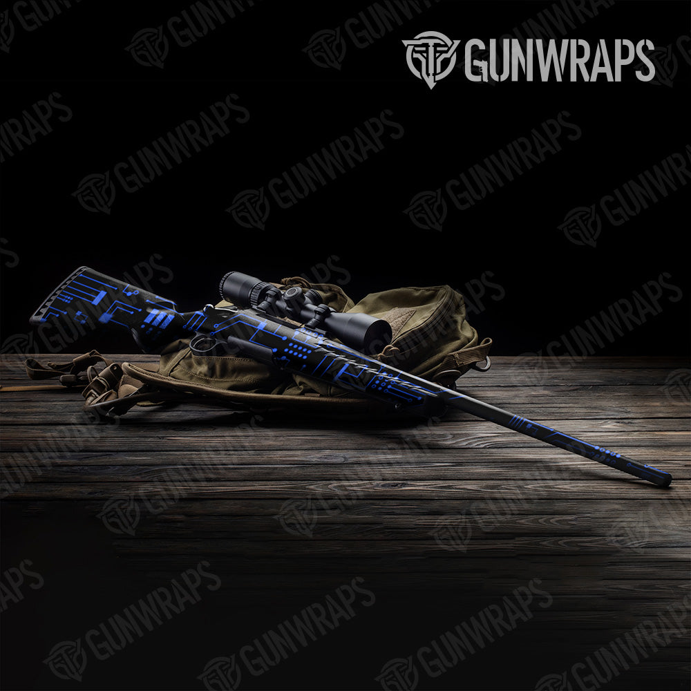 Rifle Circuit Board Blue Gun Skin Vinyl Wrap