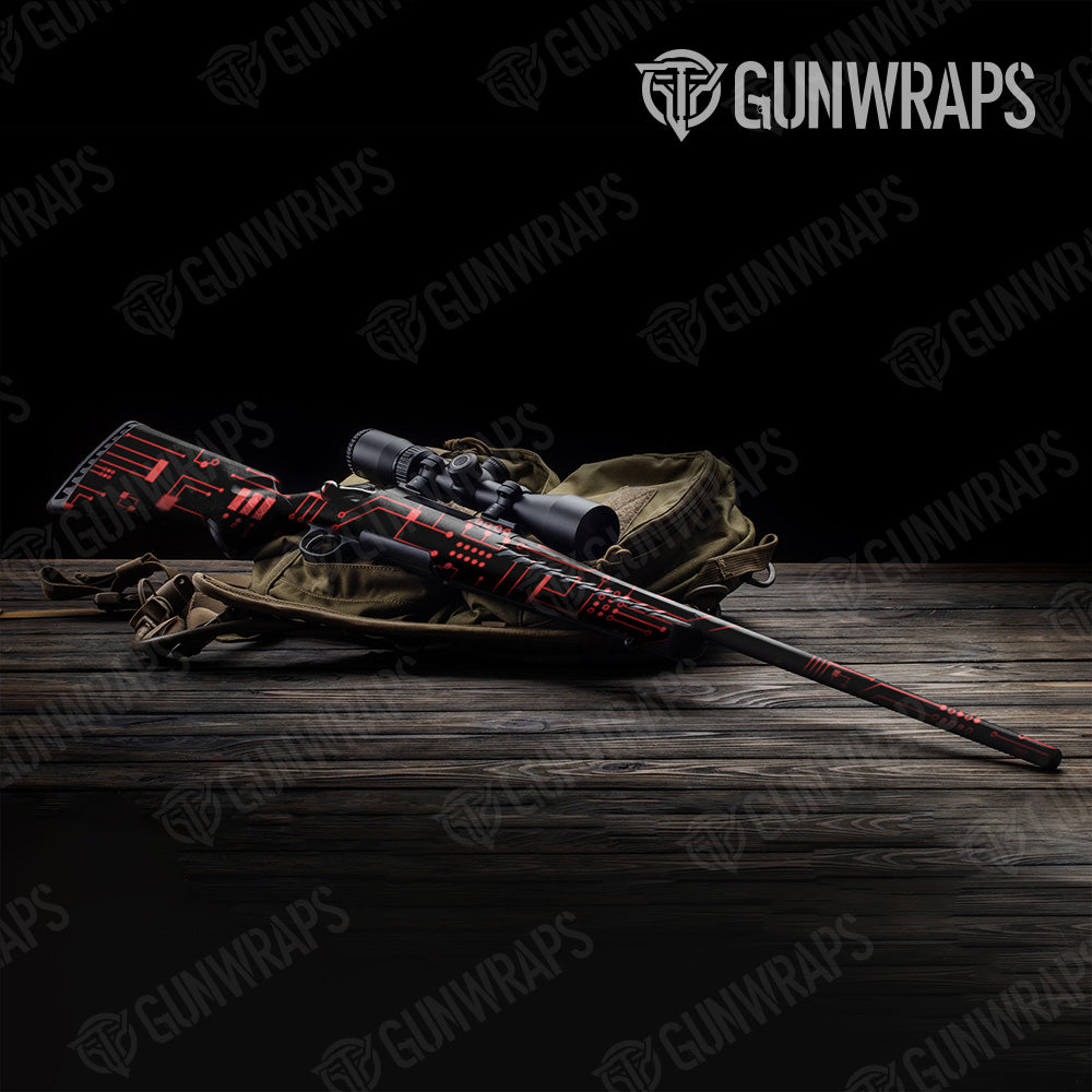 Rifle Circuit Board Red Gun Skin Vinyl Wrap Discount