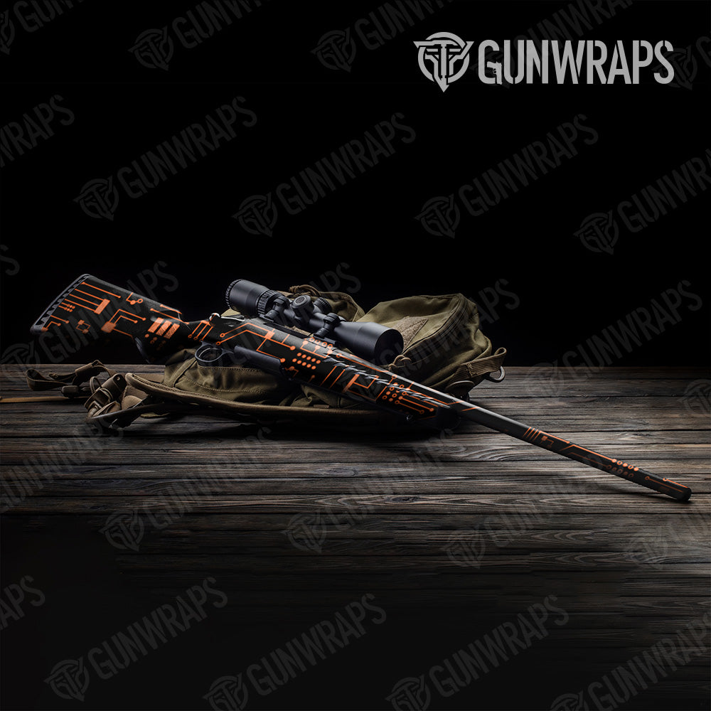 Rifle Circuit Board Orange Gun Skin Vinyl Wrap