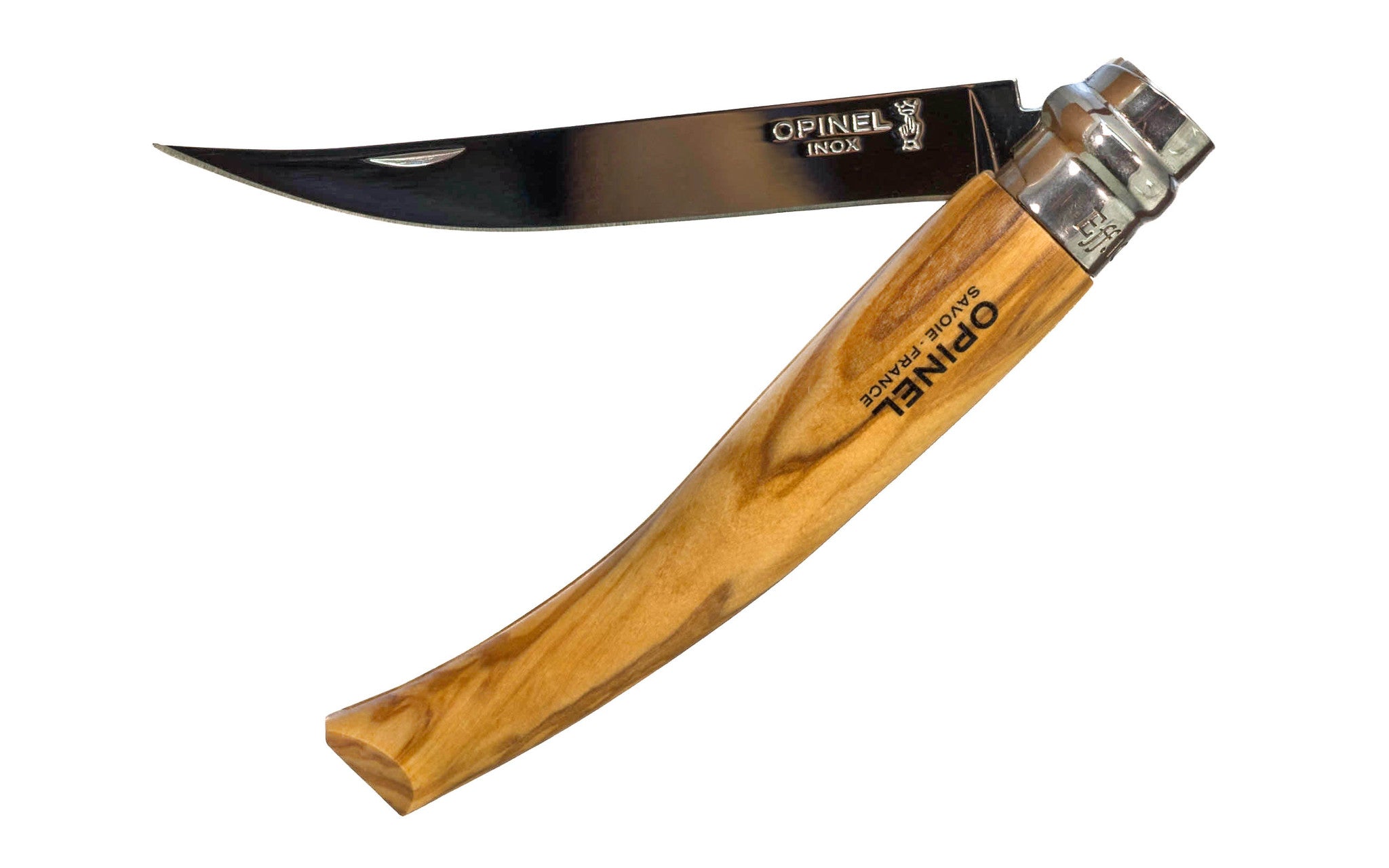 Opinel Stainless Steel “Effilés” Slim Knife ~ Olivewood Handle