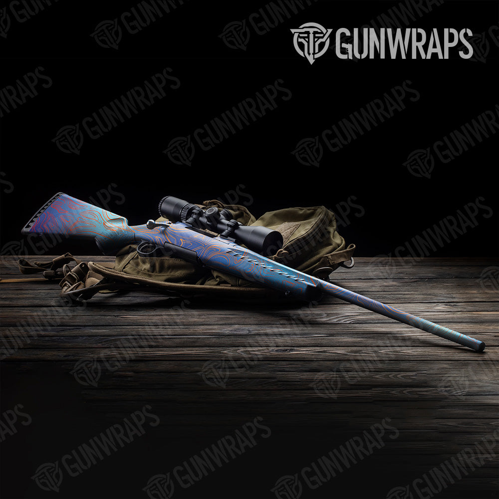 Rifle Damascus Fire & Ice Gun Skin Vinyl Wrap
