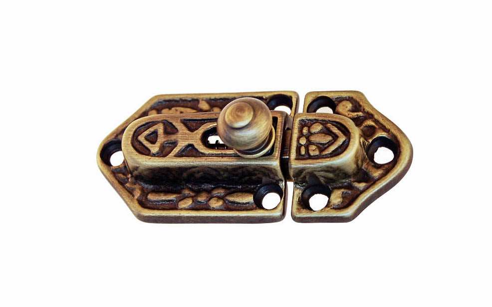 Ornate Spring-Loaded Solid Brass Latch Catch