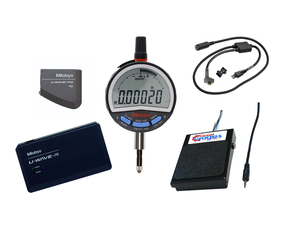 543-707B-UW Mitutoyo Digital Indicator to PC U-Wave Wireless Package Low Measuring Force, .5″ Range, .00002″ Resolution