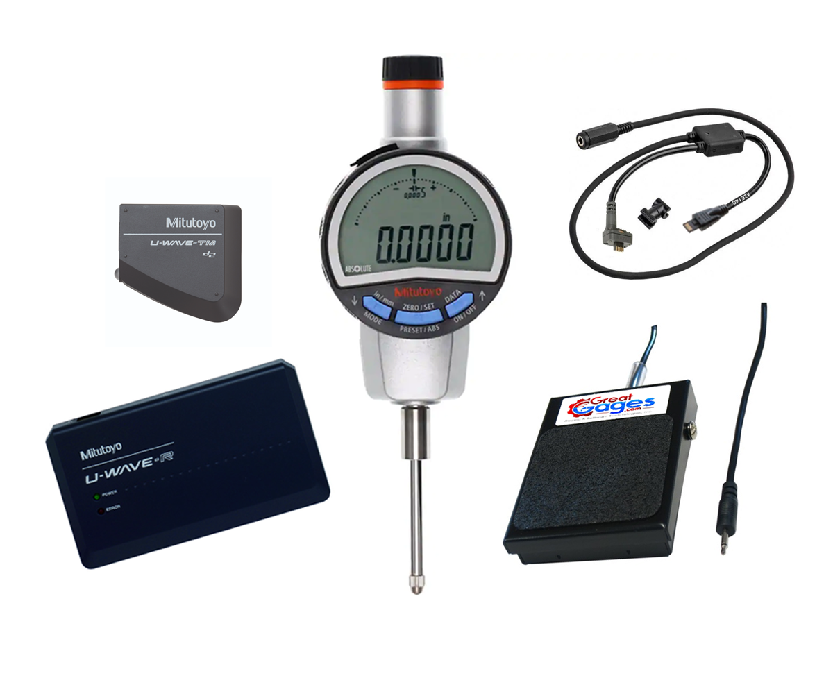543-727B-UW Mitutoyo Digital Indicator to PC U-Wave Wireless Package, 1″ Range, .0005″ Resolution