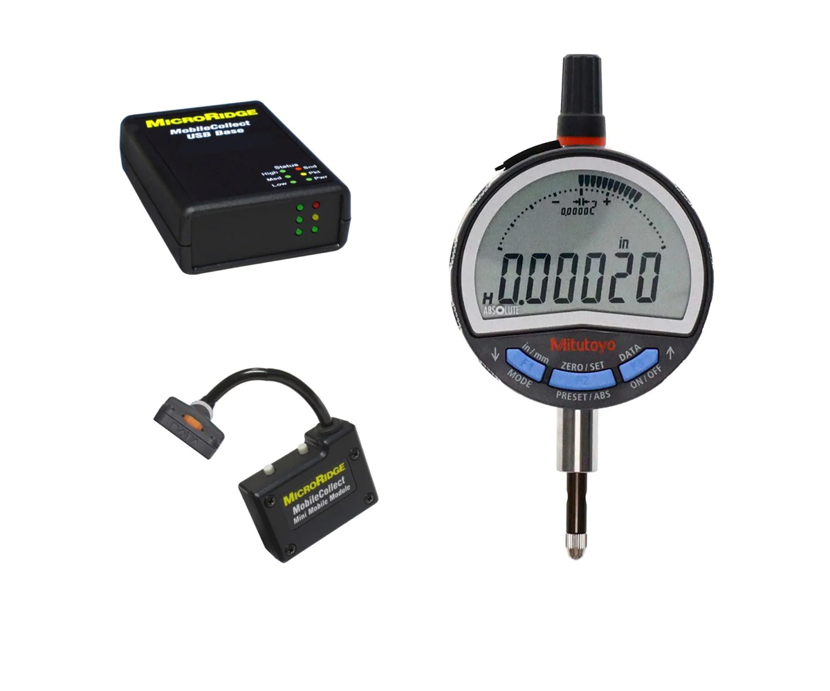 543-707B-MC Mitutoyo Digital Indicator to PC Mobile Collect Wireless Package Low Measuring Force, .5″ Range, .00002″ Resolution