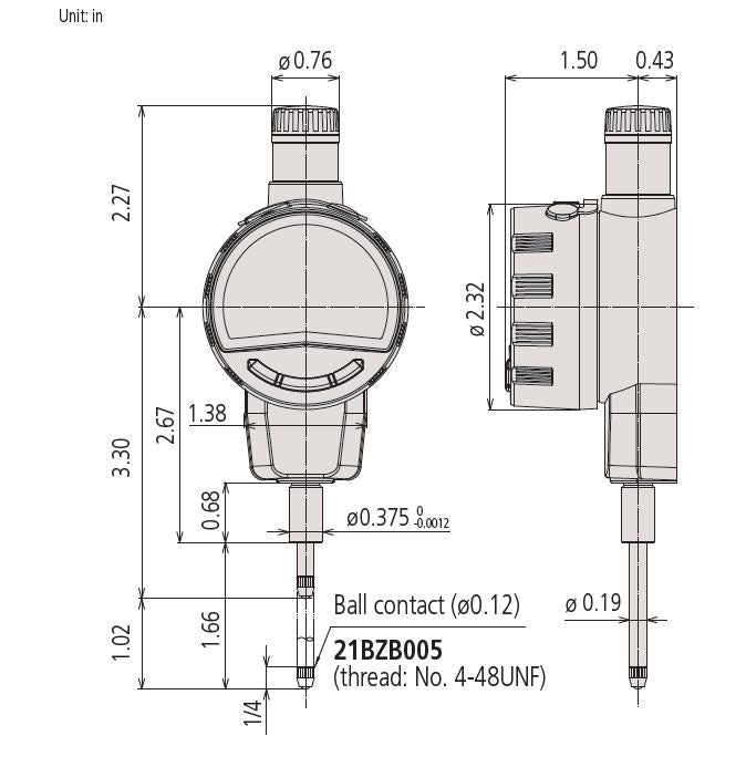 543-852A Mitutoyo IDF Digital Indicator 1″ Range – .00002″ Res