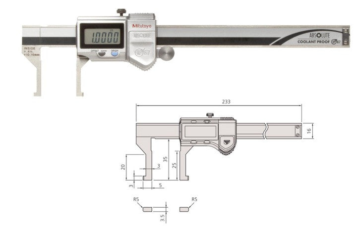 573-745-20 Mitutoyo Inside Groove Caliper 6″