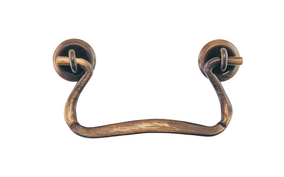 Solid Brass Drop Pull With Contoured Handle ~ 3″ On Centers
