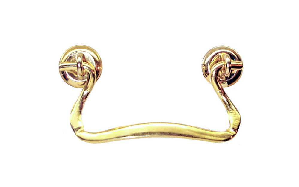 Solid Brass Drop Pull With Contoured Handle ~ 3″ On Centers