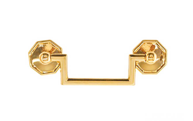 Solid Brass Drop Pull With Square Corners ~ 3″ On Centers