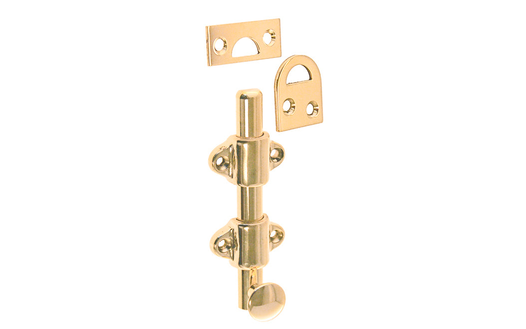 Solid Brass Medium-Duty Surface Bolt – 4″ Long