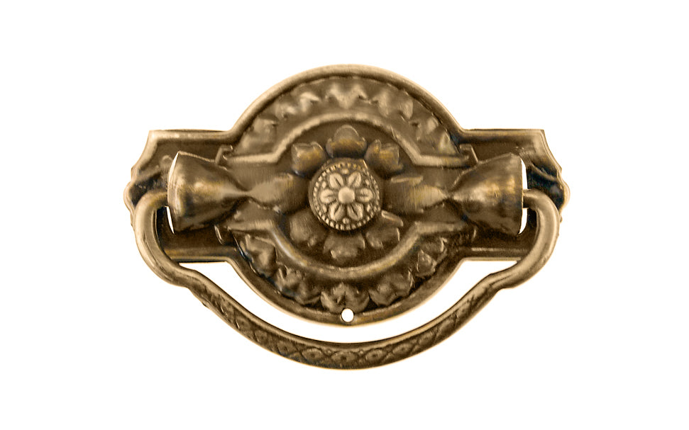 Stamped Brass Colonial Revival-Style Drop Pull ~ 3″ x 1-7/8″
