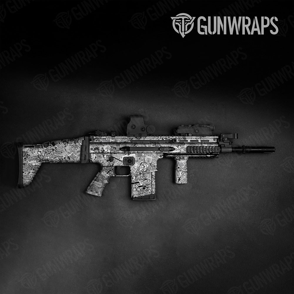 Tactical Sticker Bomb Grey Gun Skin Vinyl Wrap