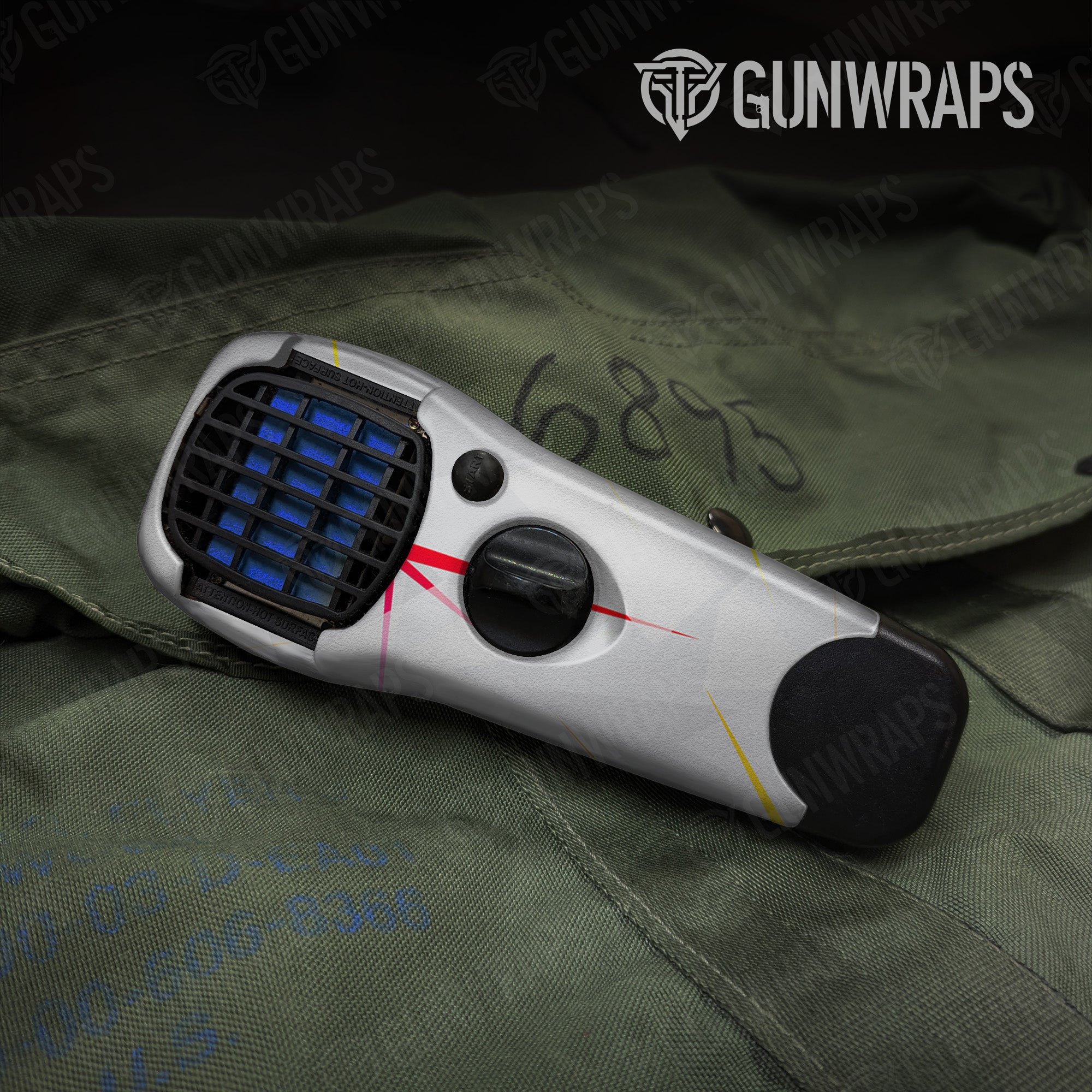 Thermacell Shattered Laser Elite White Heat gear skin vinyl wrap