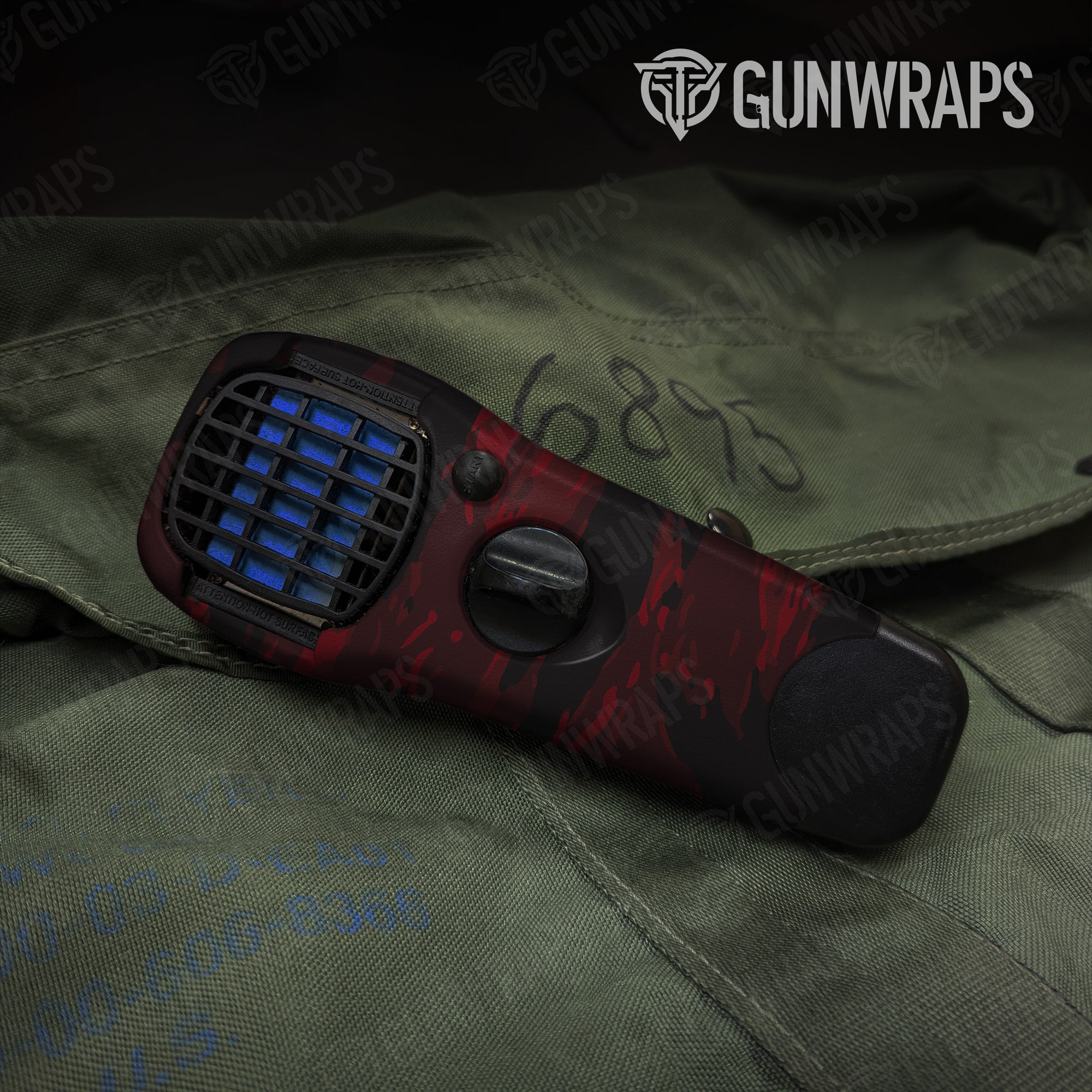 Thermacell Vietnam Tiger Stripe Vampire Red gear skin vinyl wrap
