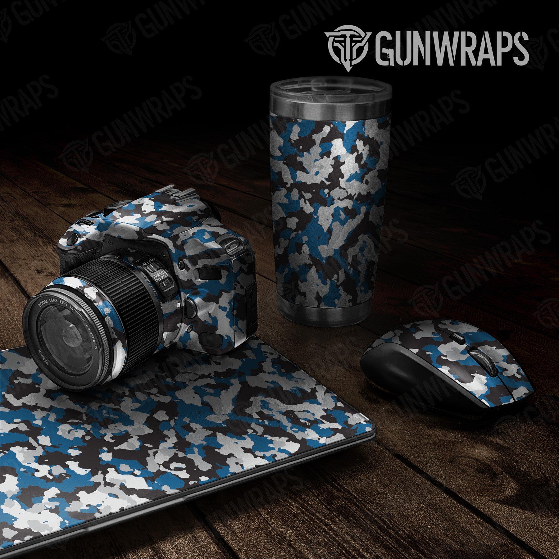 Universal Sheet Cumulus Blue Tiger Camo Gear Skin Vinyl Wrap