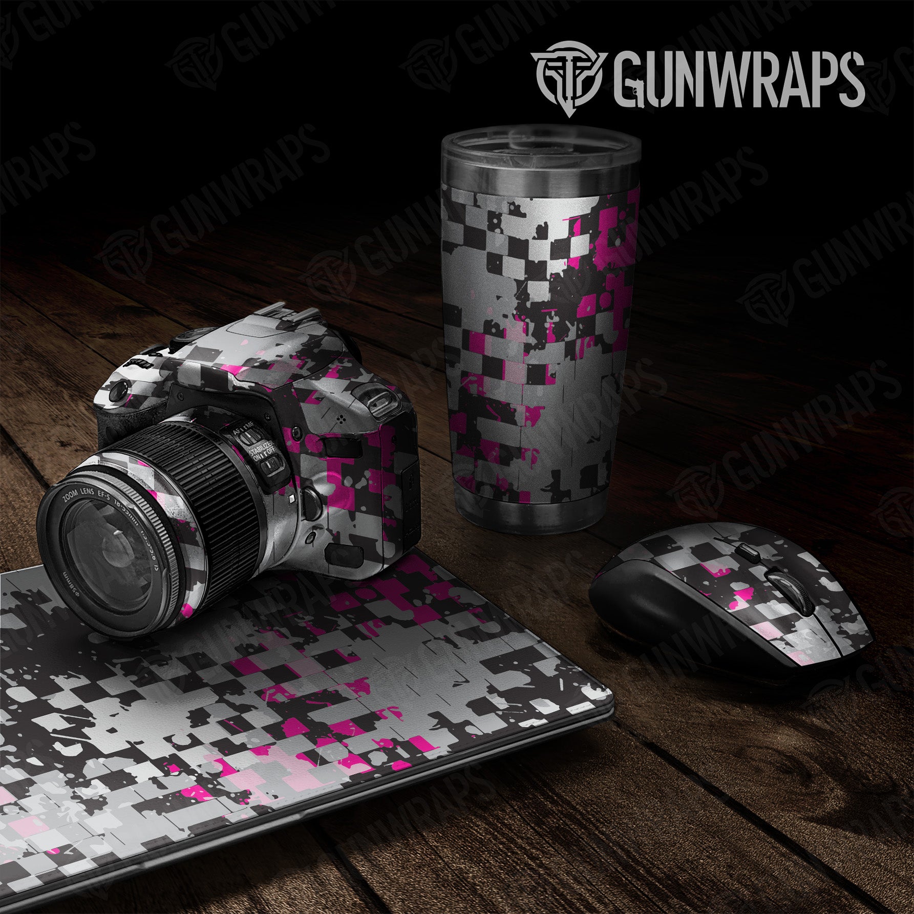 Universal Sheet Broken Plaid Magenta Camo Gear Skin Vinyl Wrap Discount