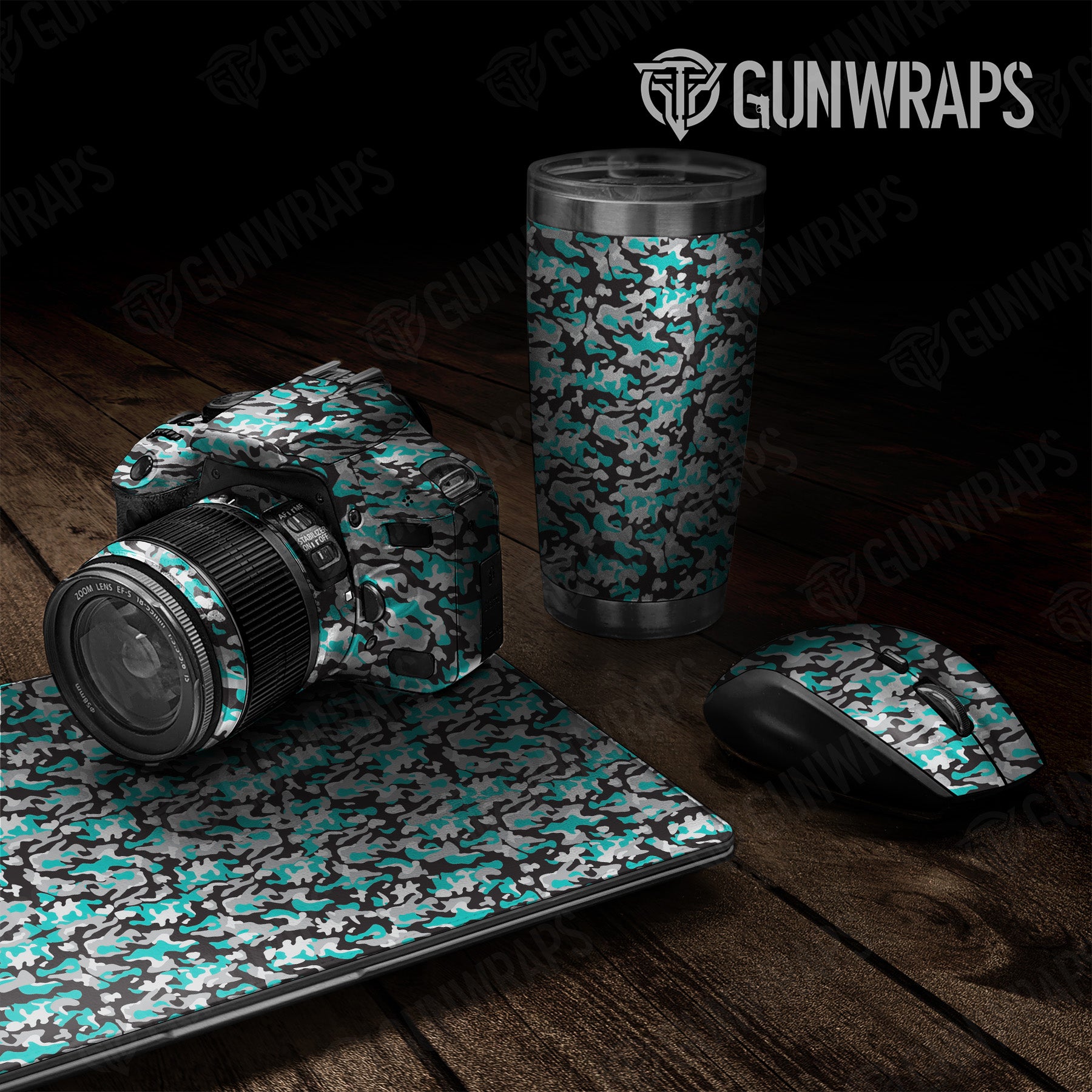 Universal Sheet Classic Tiffany Blue Tiger Camo Gear Skin Vinyl Wrap