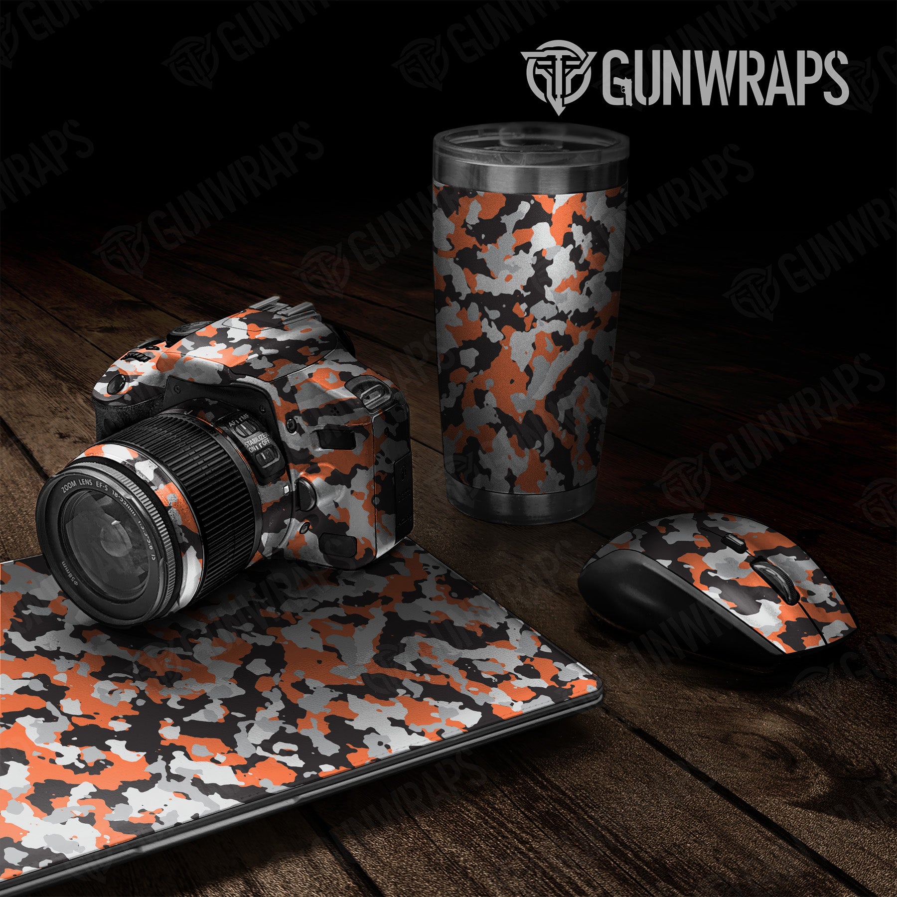 Universal Sheet Cumulus Orange Tiger Camo Gear Skin Vinyl Wrap