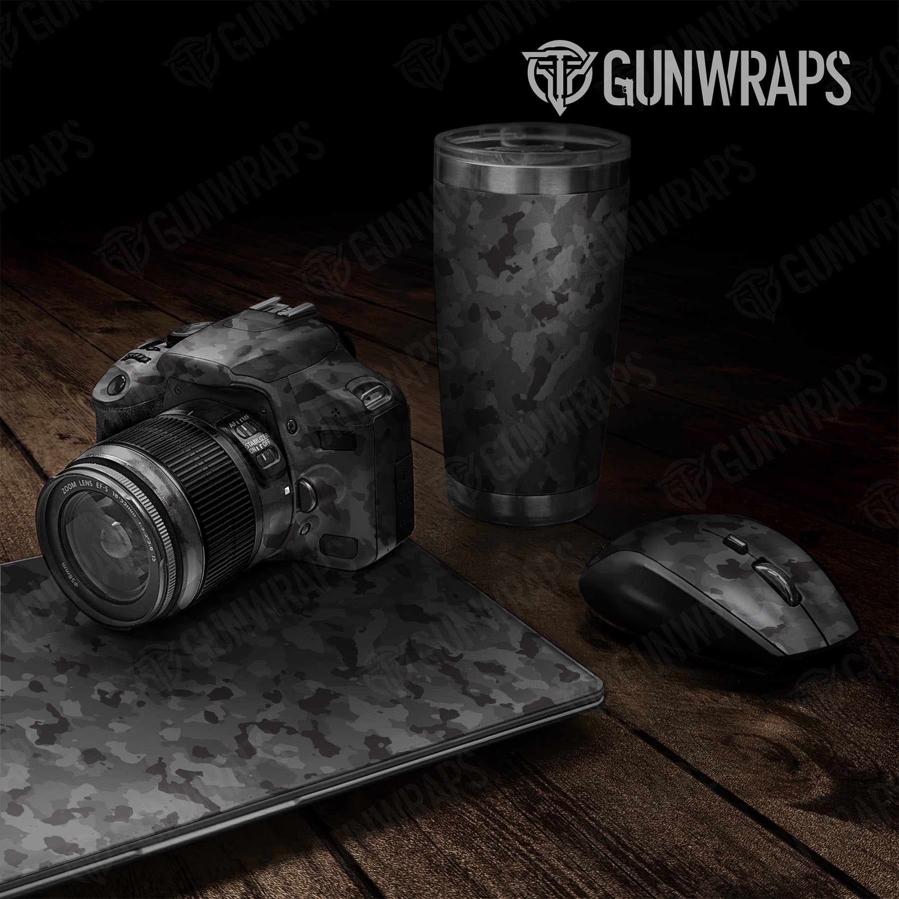 Universal Sheet Cumulus Elite Black Camo Gear Skin Vinyl Wrap