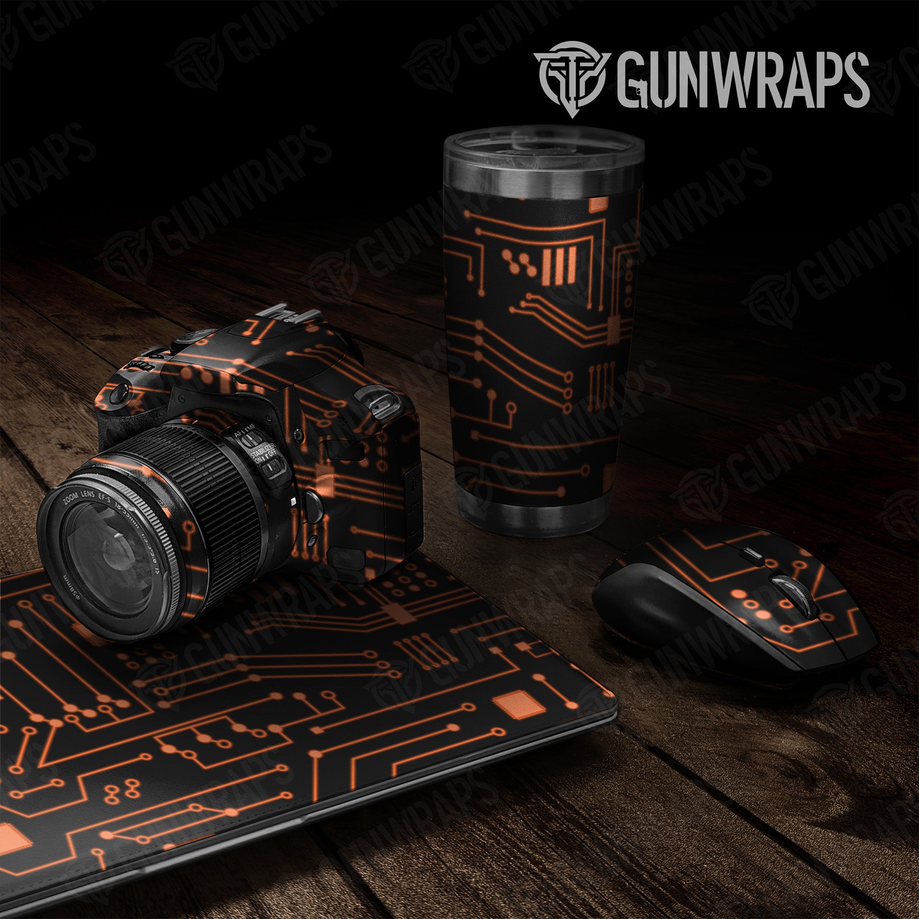 Universal Sheet Circuit Board Orange Gear Skin Vinyl Wrap