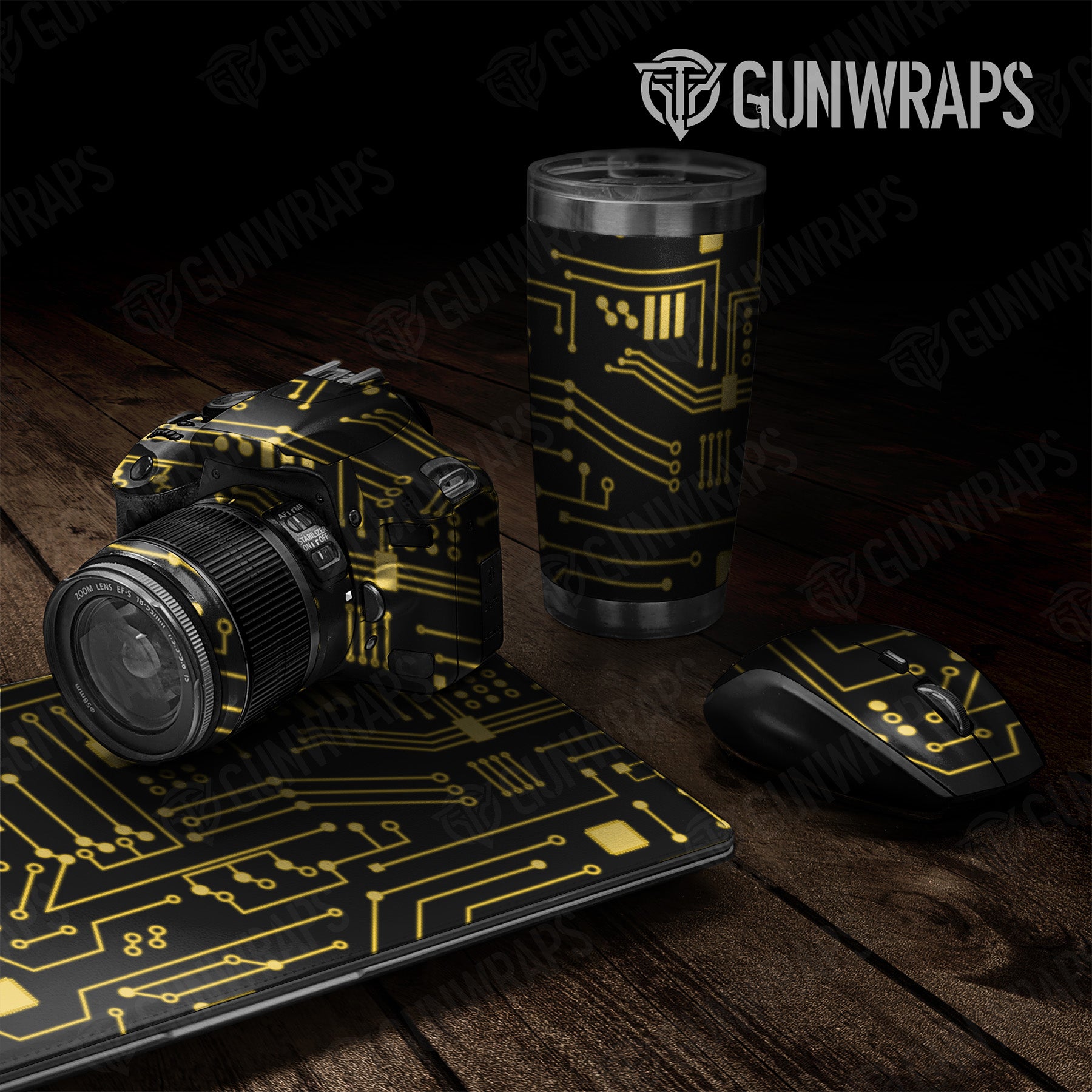 Universal Sheet Circuit Board Yellow Gear Skin Vinyl Wrap