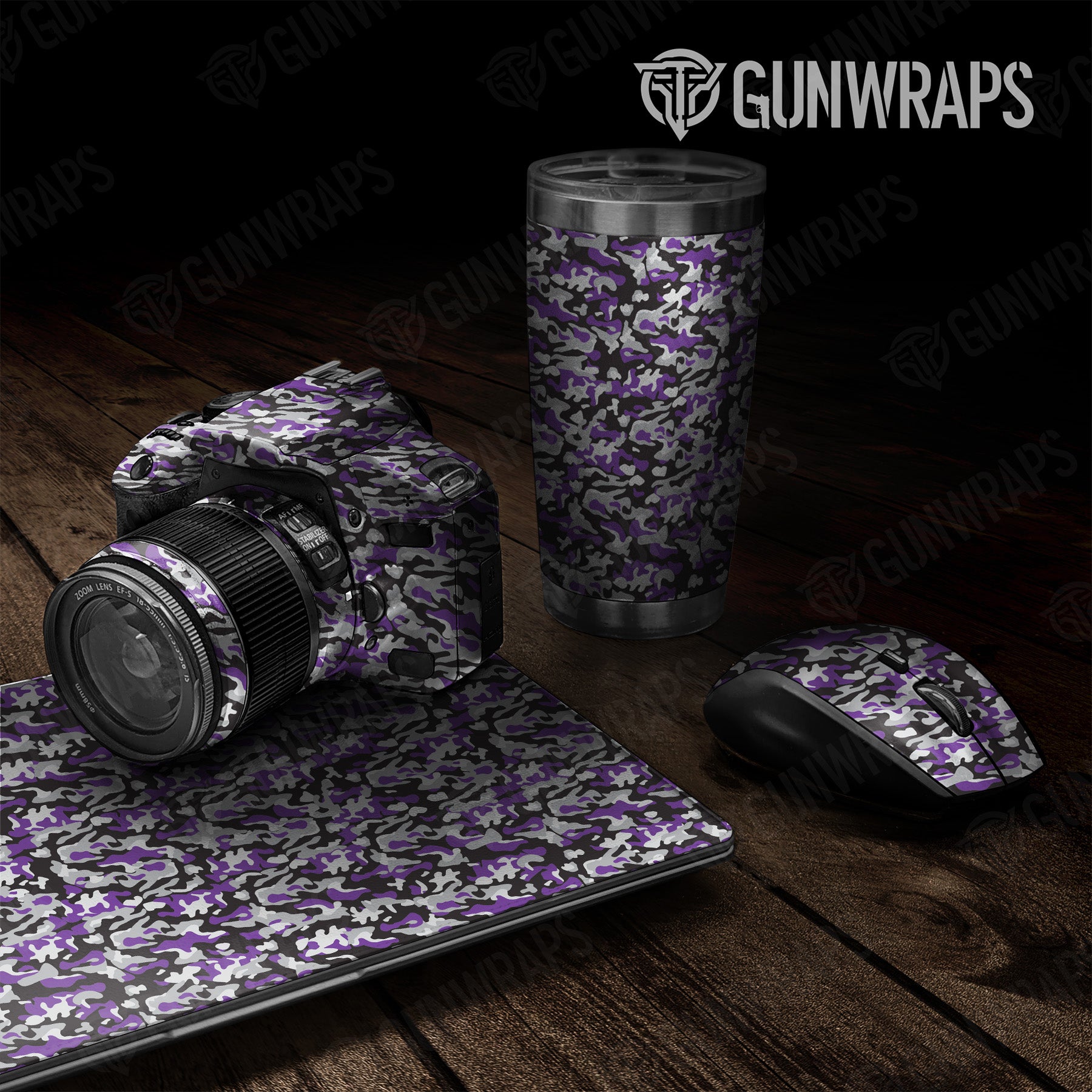 Universal Sheet Classic Purple Tiger Camo Gear Skin Vinyl Wrap