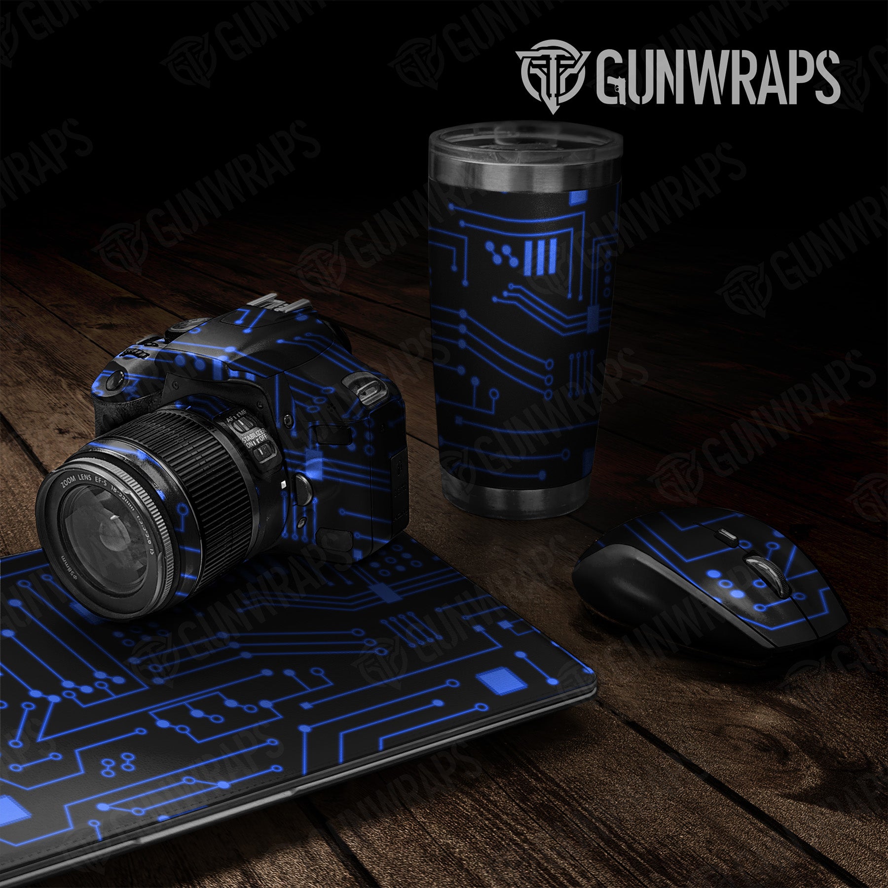Universal Sheet Circuit Board Blue Gear Skin Vinyl Wrap