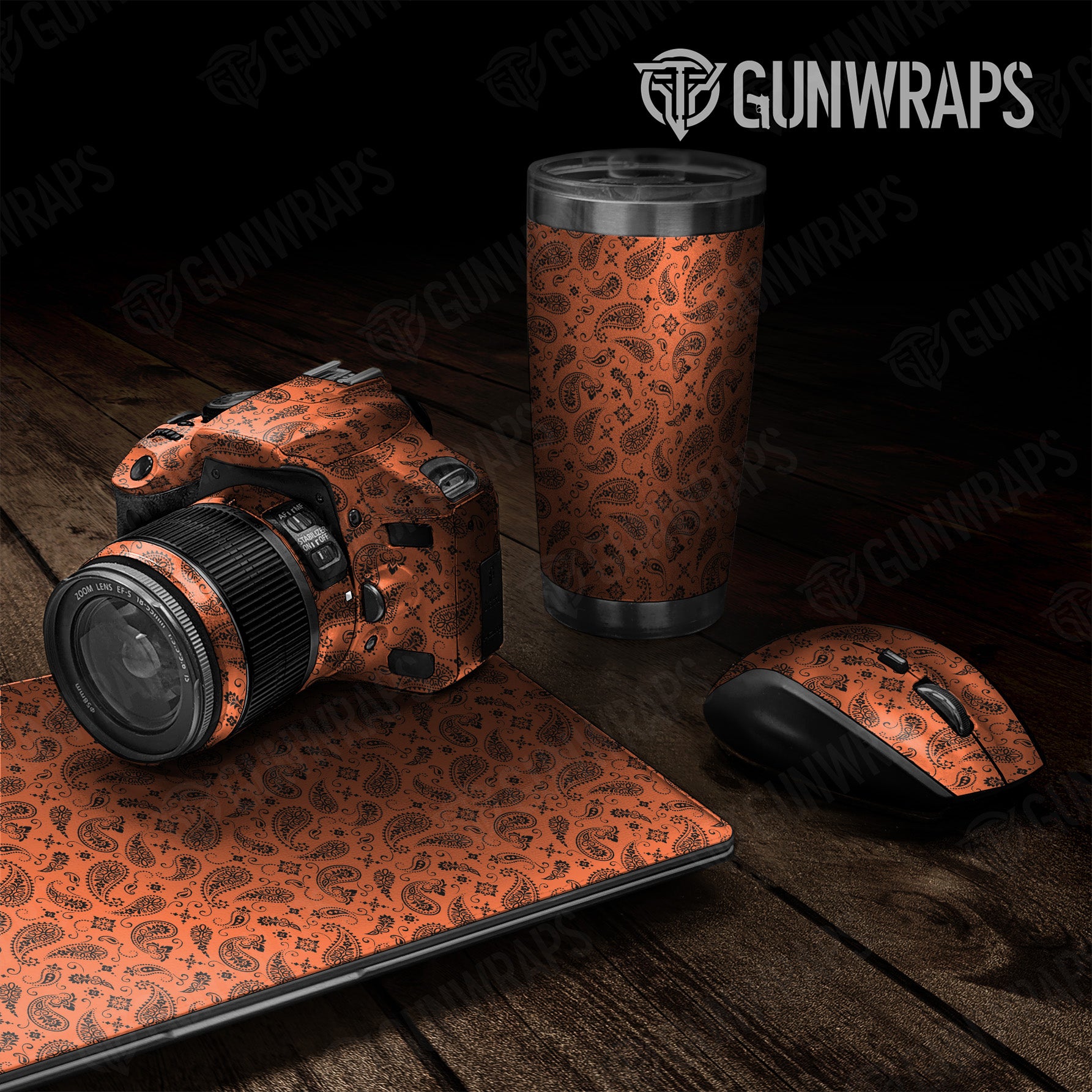 Universal Sheet Bandana Orange & Black Gear Skin Vinyl Wrap
